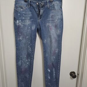 MNG Denim Skinny Jeans with Paint Splatter